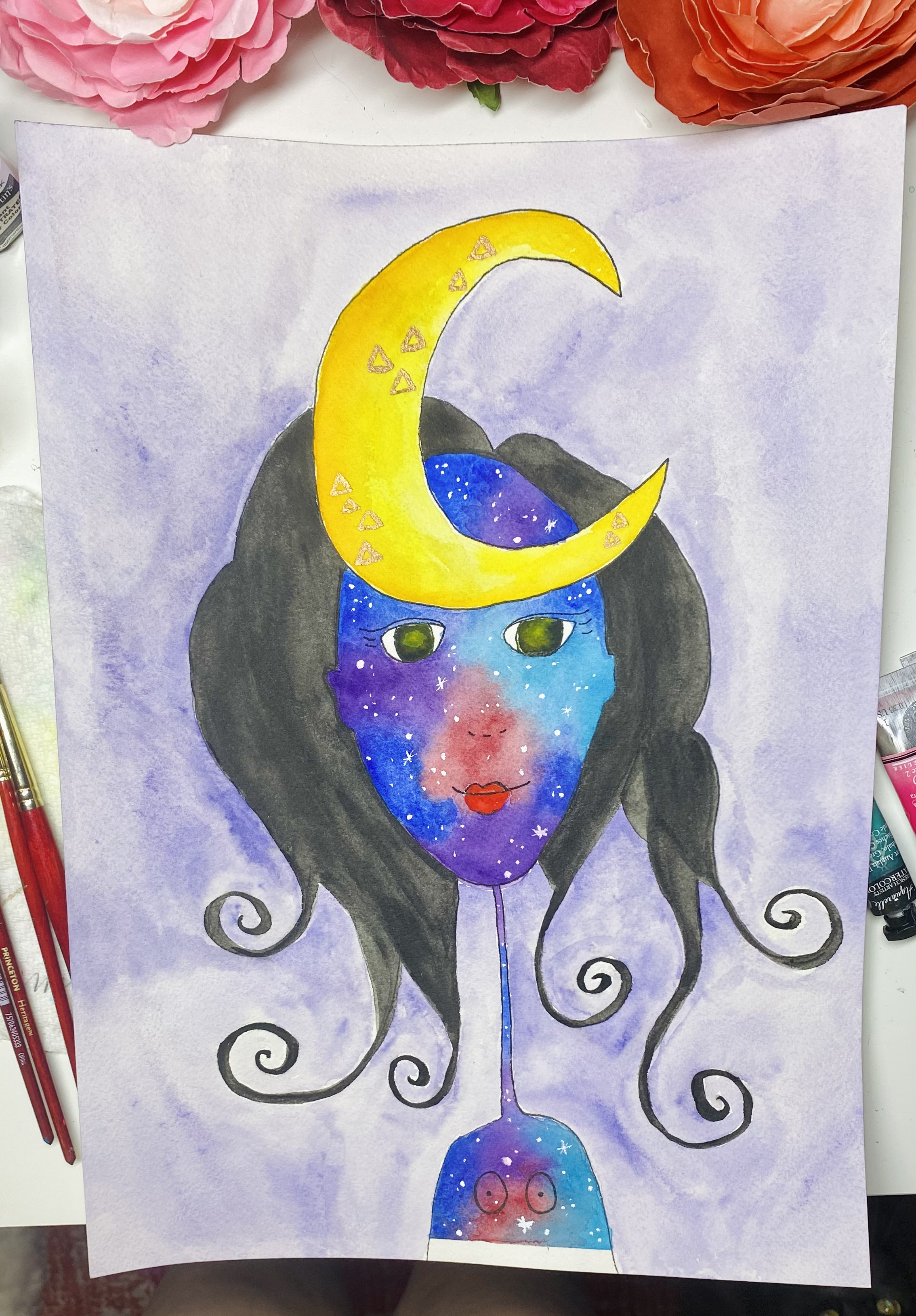 Watercolour — Moon Woman